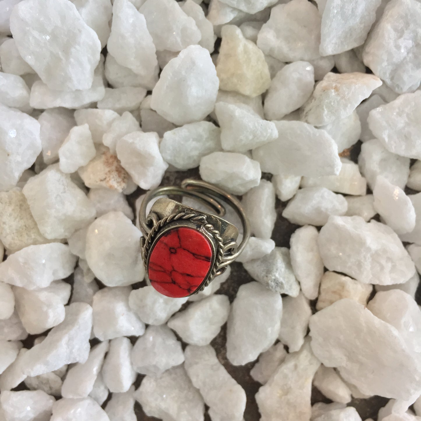 Red Dyed Howlite Ring