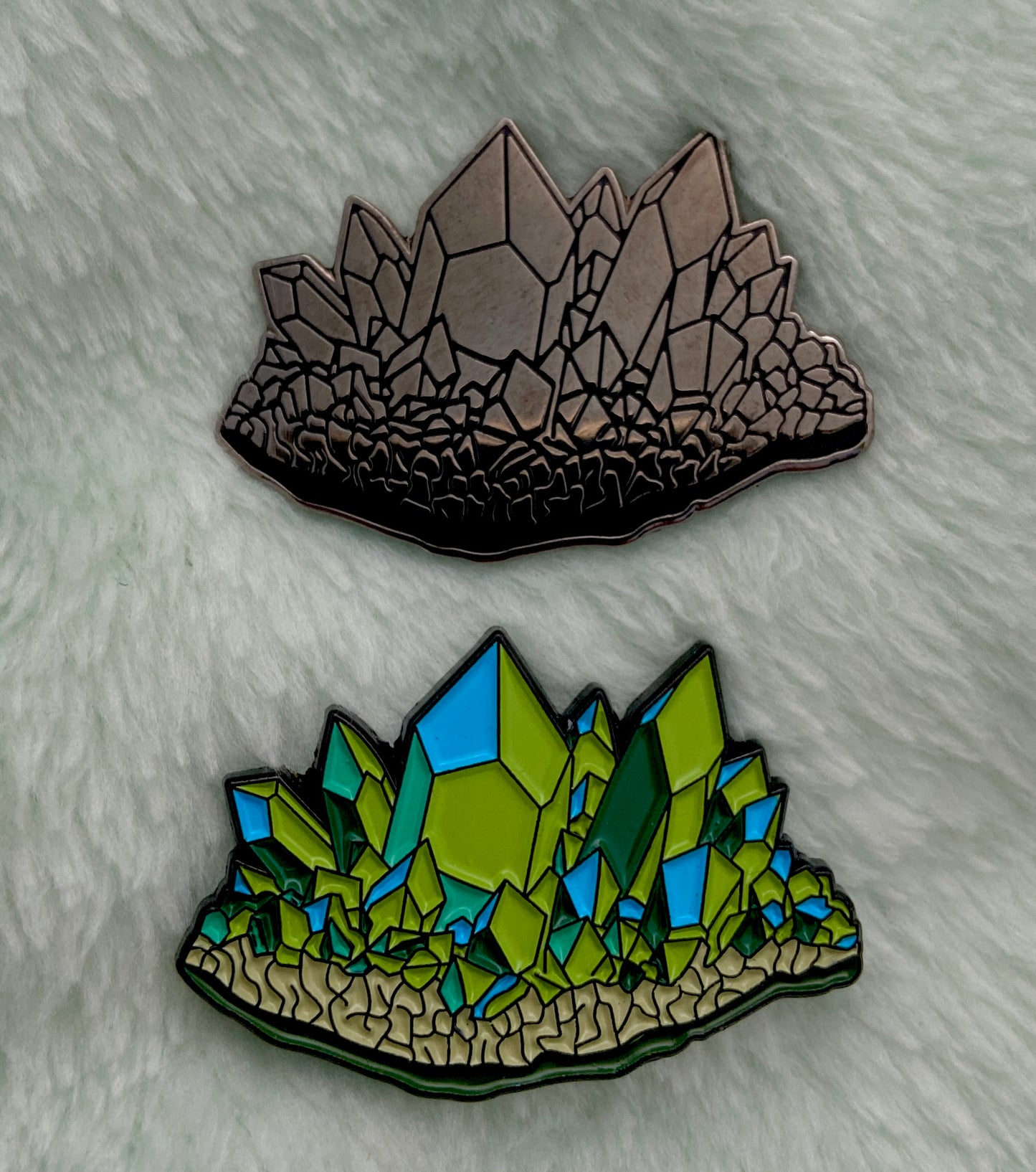 crystal cluster enamel pin