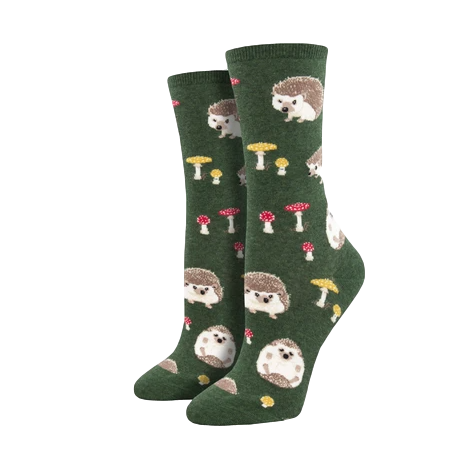 women's green slowpoke hedgehog and mushroom socks