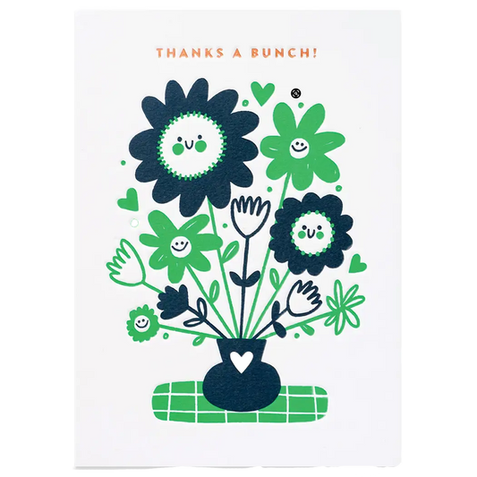 Smiley Flowers Thank you Card