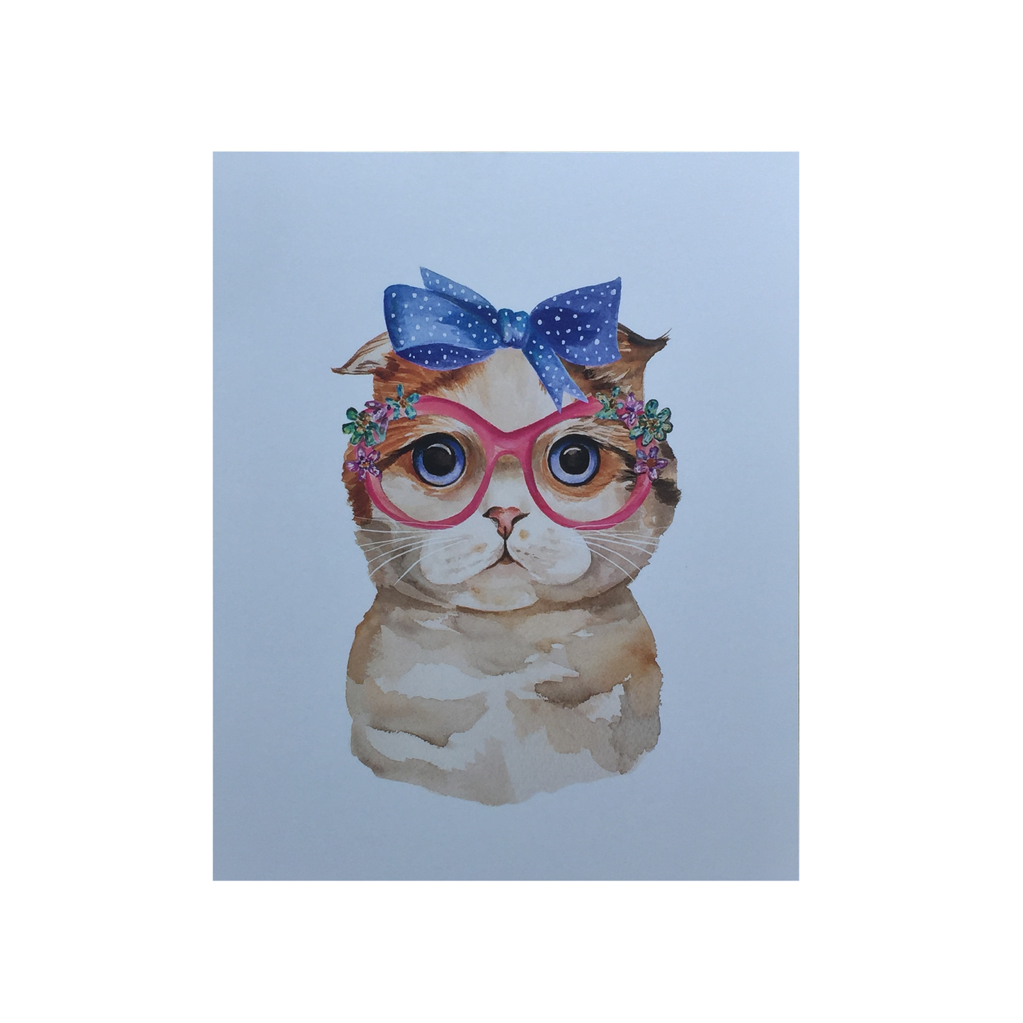 The Cat With the Blue Ribbon Print