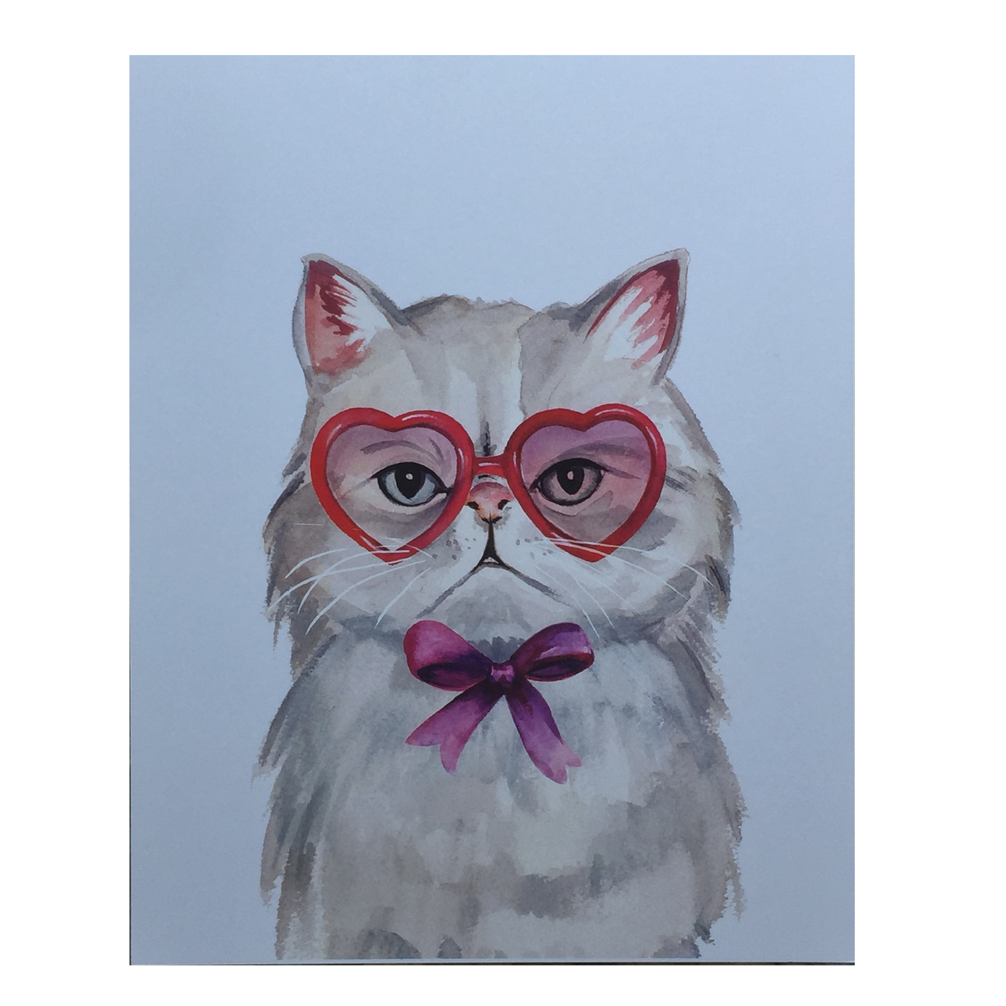 Cat with Heart Glasses Print