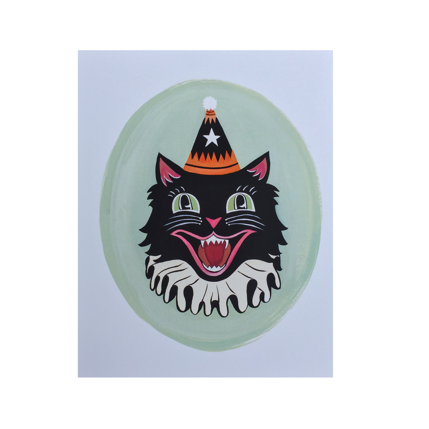Green Circus Cat Print
