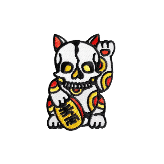 Lucky Skull Cat Embroidered Patch