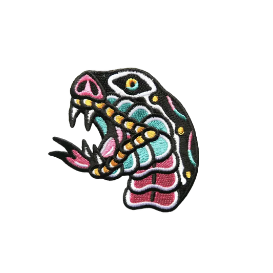 Snake Head Embroidered Patch