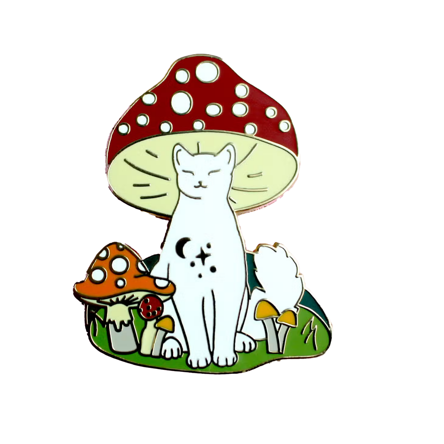 Mushroom Cat Pin