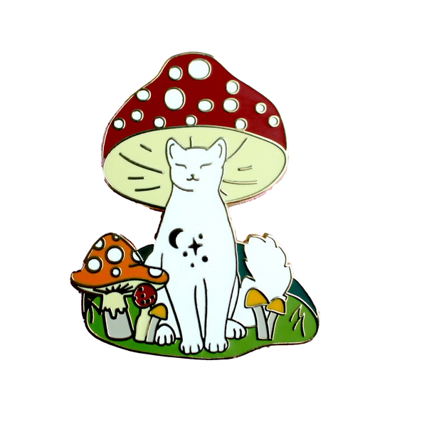 Mushroom Cat Pin