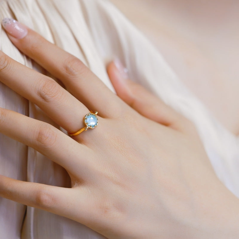 Hexagon Seafoam Amazonite Ring