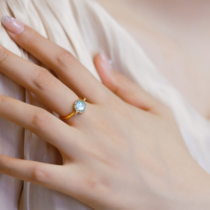 Hexagon Seafoam Amazonite Ring