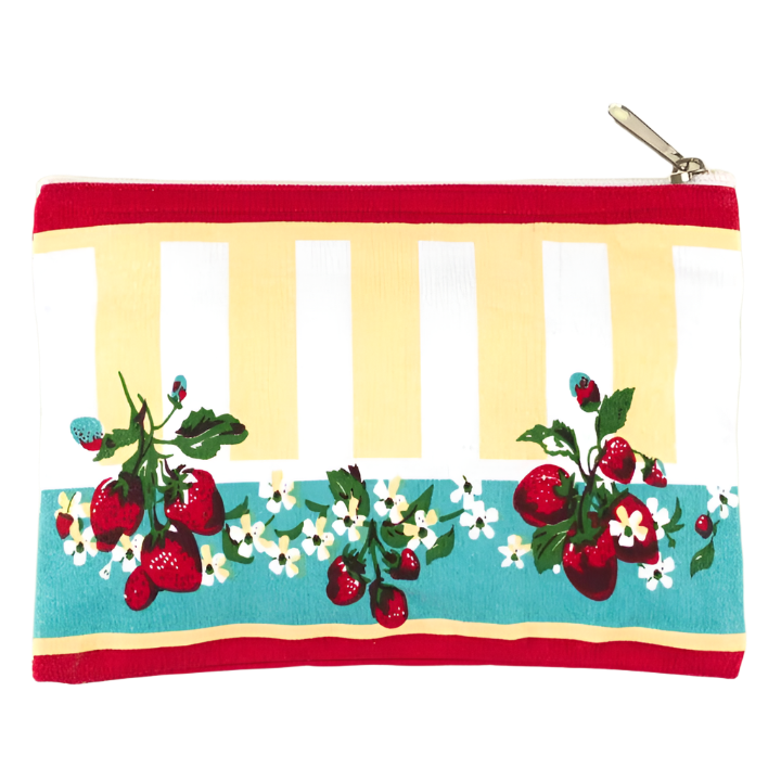 Strawberry Lane Retro Zippered Travel Pouch