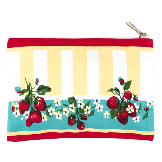 Strawberry Lane Retro Zippered Travel Pouch