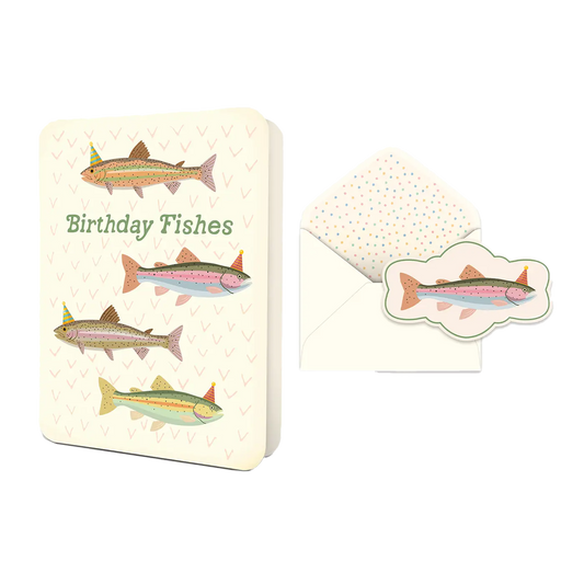 Birthday Fishes Deluxe Greeting Card
