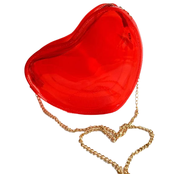 Clear Red Heart Purse