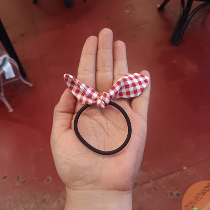 Red Gingham Bow Hair Tie