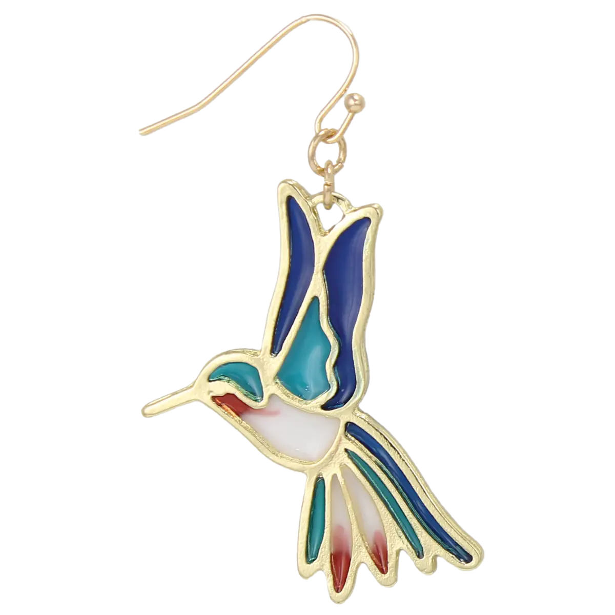 Stained Glass Hummingbird Dangle Earrings