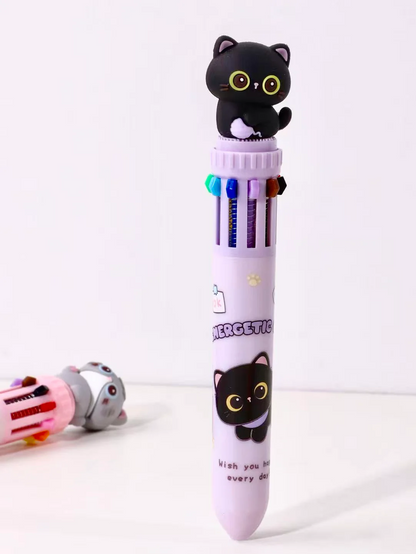 Cats 10-Color Retractable Ball Pen