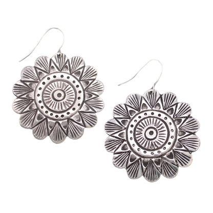 Southwest Sun Silver Flower Earrings