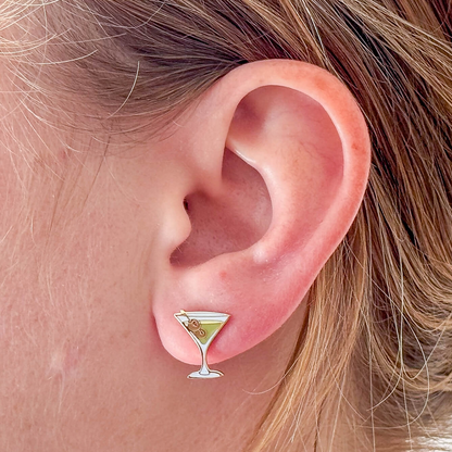 Martini Enamel Post Earrings