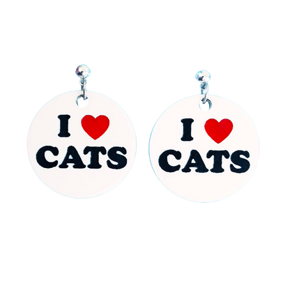 I Heart Cats Dangle Earrings