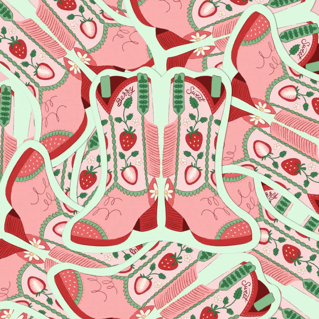 Berry Sweet Cowboy Boots Sticker