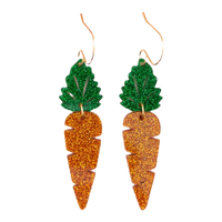 Carrot Glitter Dangle Earrings