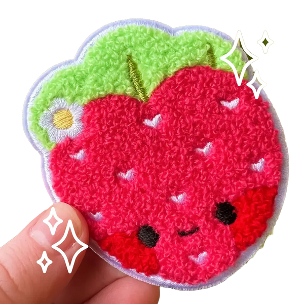 Fuzzy Strawberry Iron On Patch