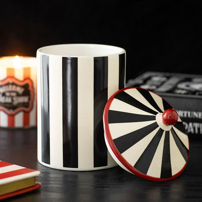 Black Striped Circus Storage Jar