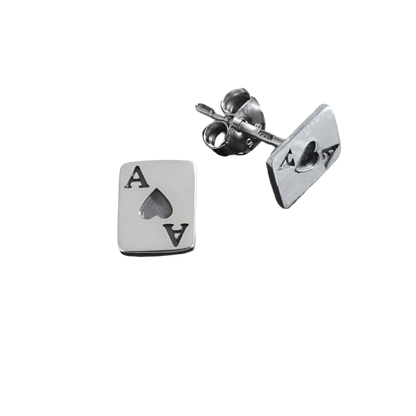 Silver Ace of Hearts Post Earrings