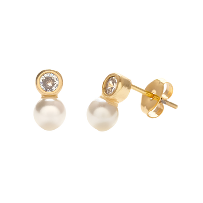 Pearl and Crystal Post Earrings