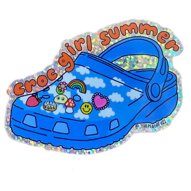 Croc Girl Summer Glitter Sticker