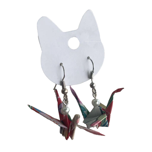 Paper Crane Dangle Earrings