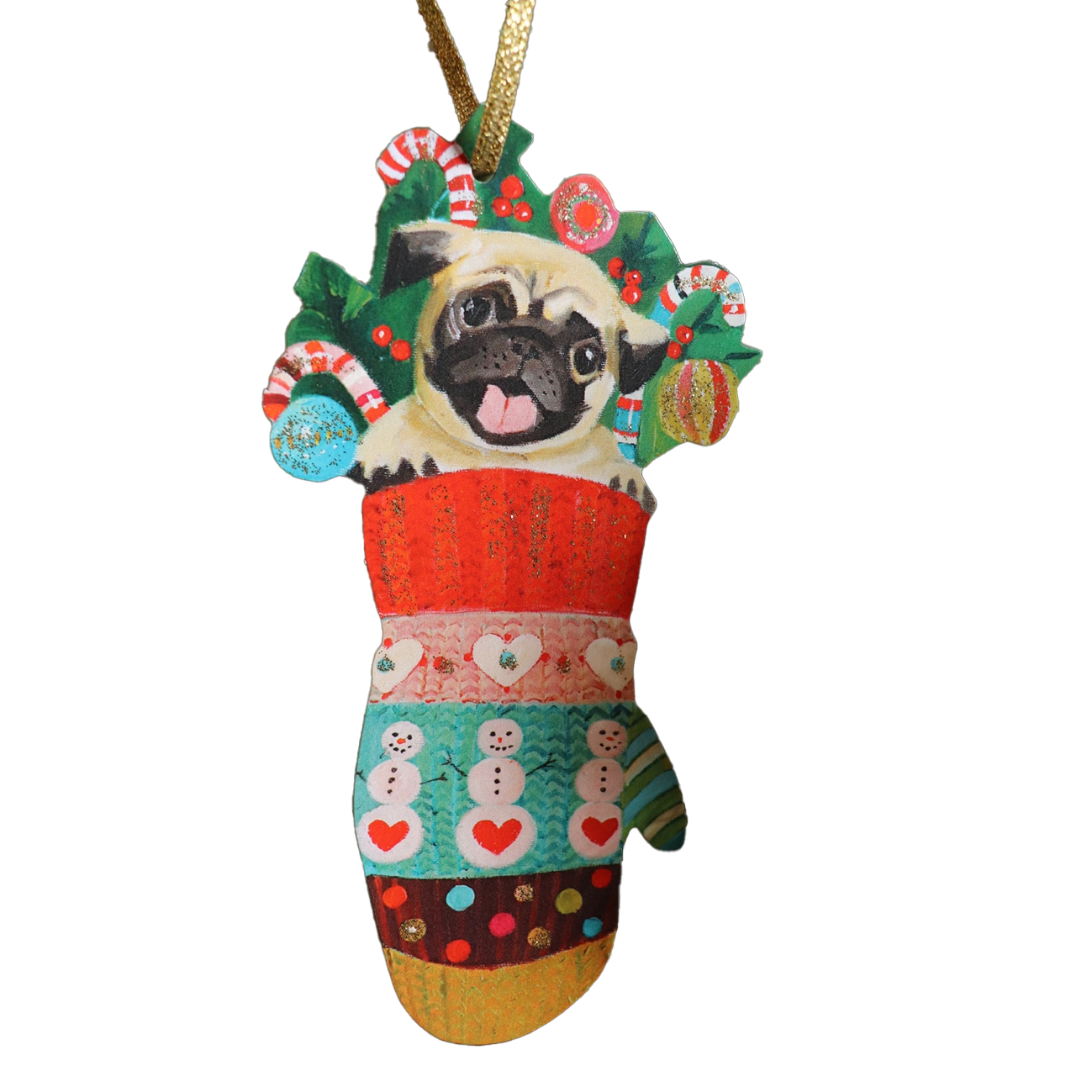 Christmas Pug Paper Ornament