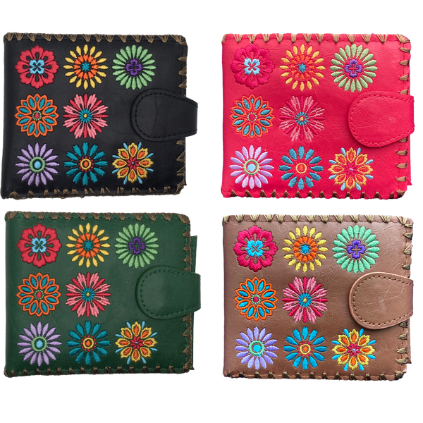 Spring Flowers Embroidered Wallet