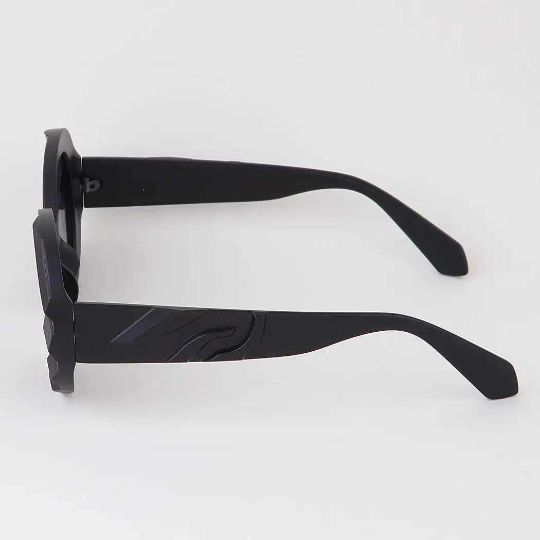 Bulky Side Indented Gradient Round Sunglasses