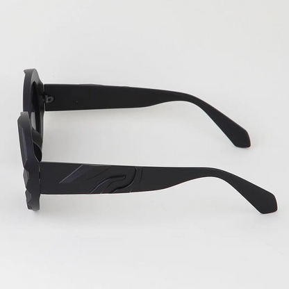 Bulky Side Indented Gradient Round Sunglasses