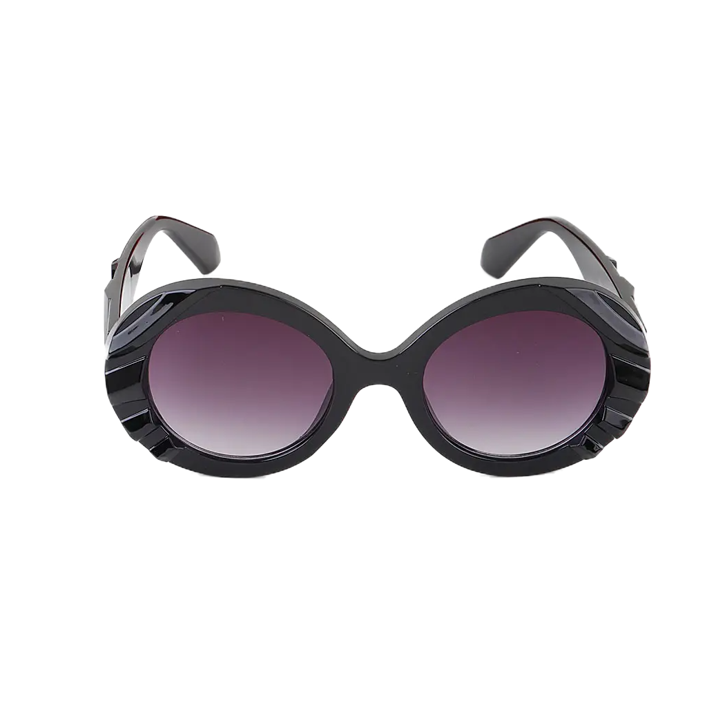 Bulky Side Indented Gradient Round Sunglasses
