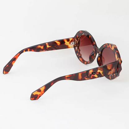 Bulky Side Indented Gradient Round Sunglasses