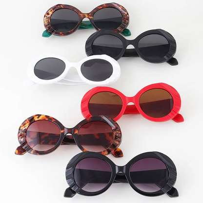Bulky Side Indented Gradient Round Sunglasses