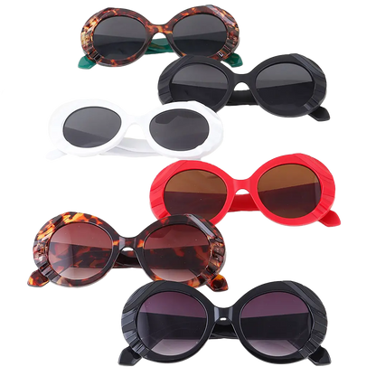 Bulky Side Indented Gradient Round Sunglasses