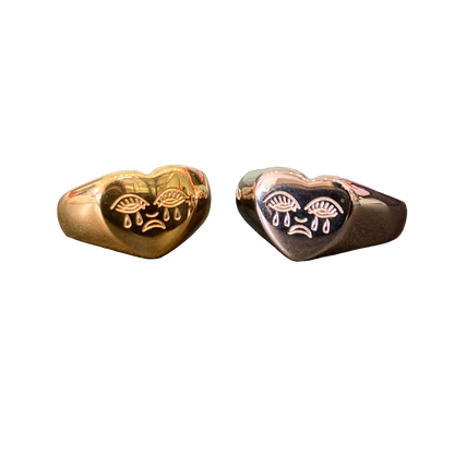 Crying Heart Signet Ring