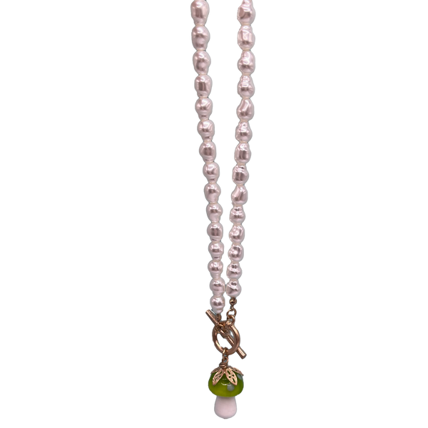 Pearled Mushroom Toggle Necklace