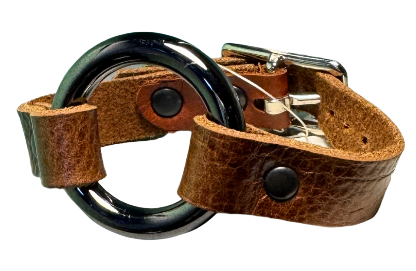 Upcycled Leather Micro-O-Ring Cuff