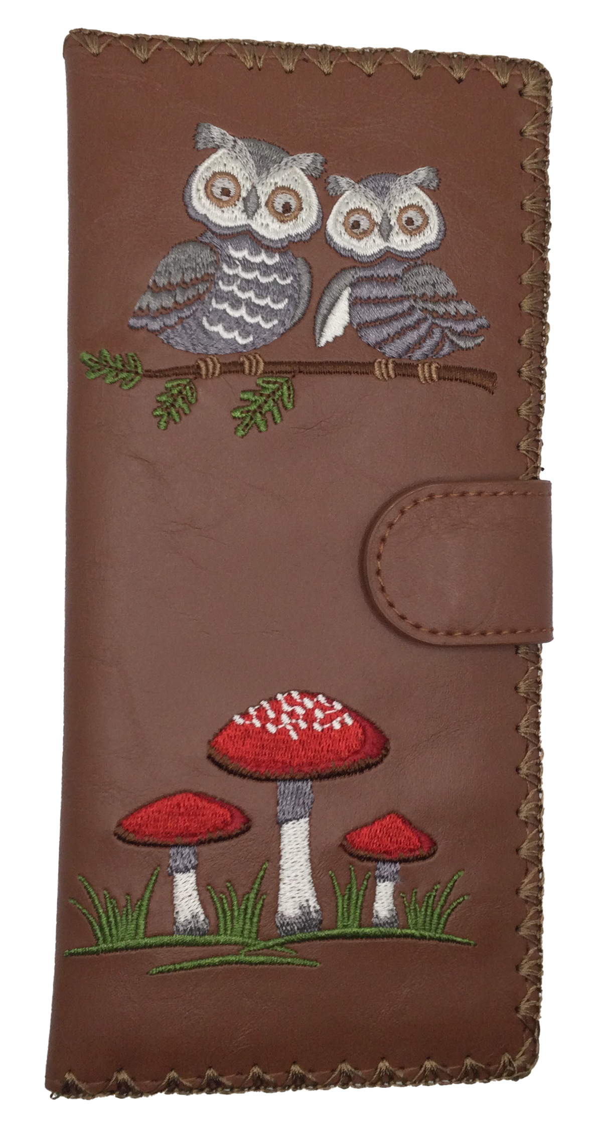 Owl and Mushroom Large Embroidered Wallet