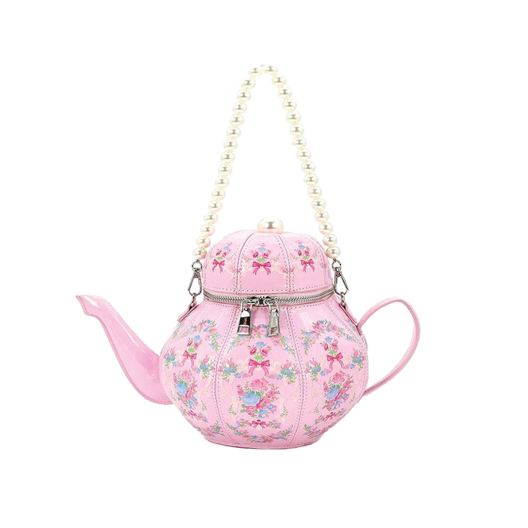 Floral Pink Teapot Purse
