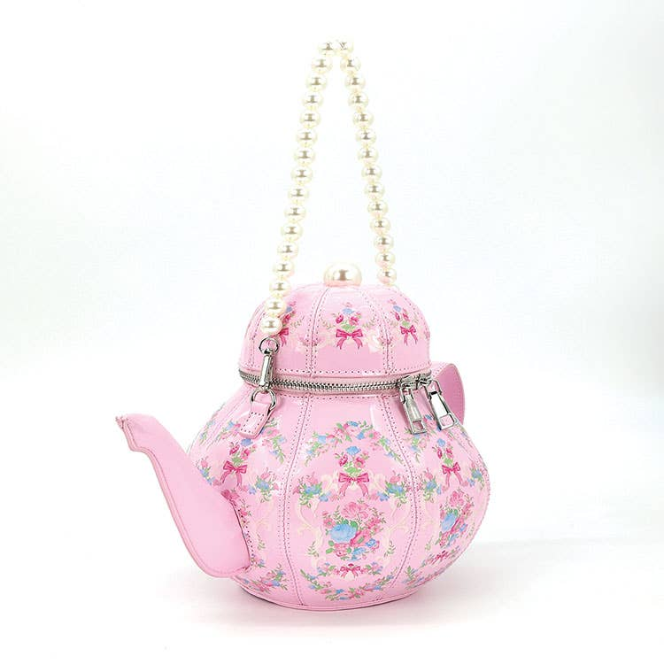 Floral Pink Teapot Purse
