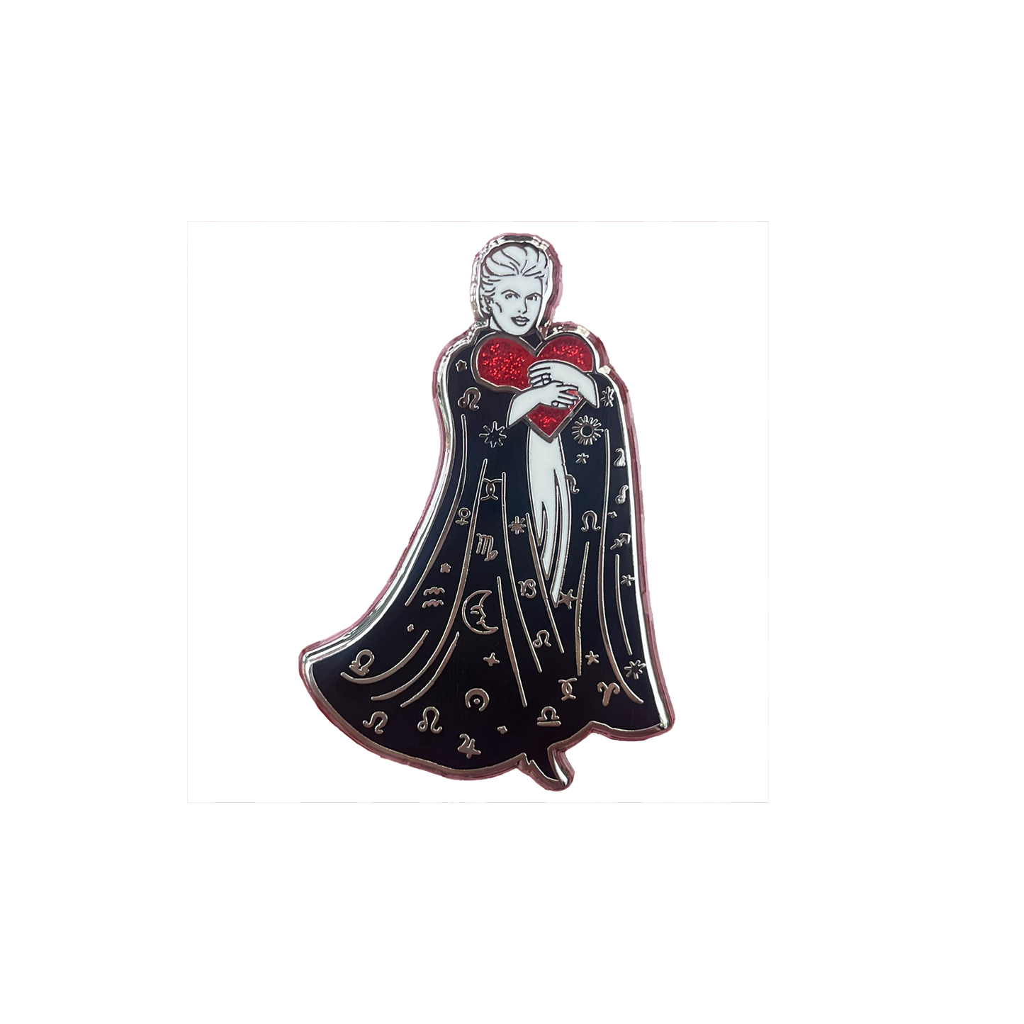 Walter Mercado Mucho Mucho Amor Glitter Heart Enamel Pin