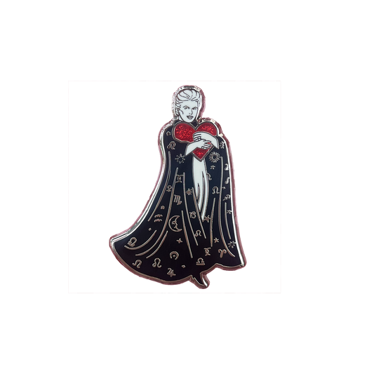 Walter Mercado Mucho Mucho Amor Glitter Heart Enamel Pin