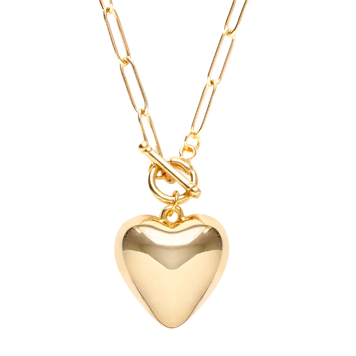 Puffed Heart on Toggle Chain Necklace