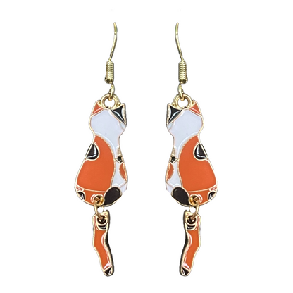 Abstract Sitting Kitty Dangle Earrings