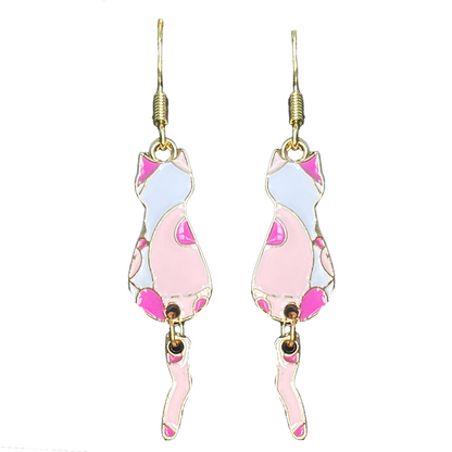 Abstract Sitting Kitty Dangle Earrings